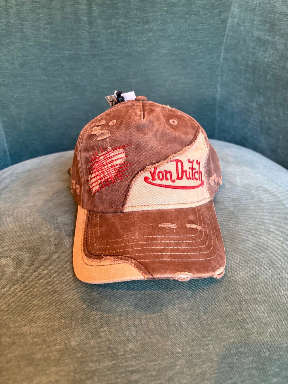 Stylish & Unique Von Dutch Distressed Brown Canvas Hat